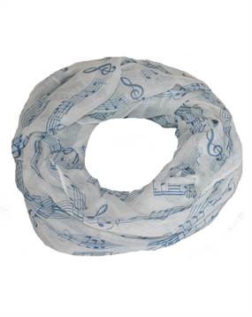 Hvidt node tubetørklæde med blå toner